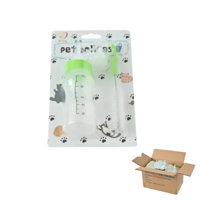 Pet Nursing Bottle Set Green Bulk Pet Supplies Feeding Kit Petfairs green pet nursing bottle feeding kit wholesale bulk packaging pet supplies