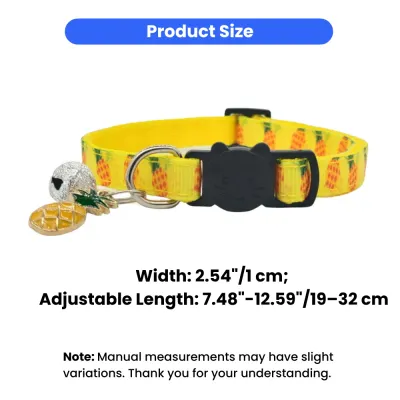 Adjustable Cat Collar Size Guide Product dimensions for the cat collar showing a width of 1 cm and an adjustable length ranging from 19 to 32 cm.