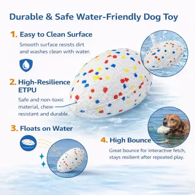 Water Floating Dog Toy Durable ETPU Bounce Fetch Toy | Petfairs durable dog toy floating on water high bounce ETPU chew resistant fetch toy