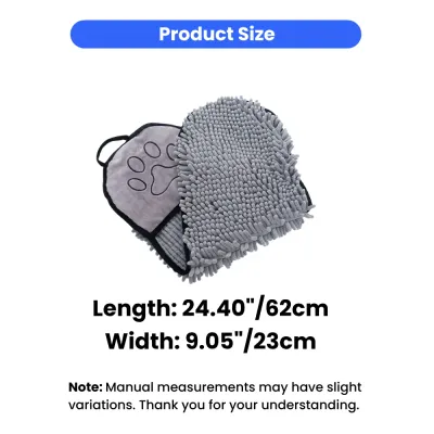 pet bath towel size 62cm length 23cm width dog drying towel measurement chart