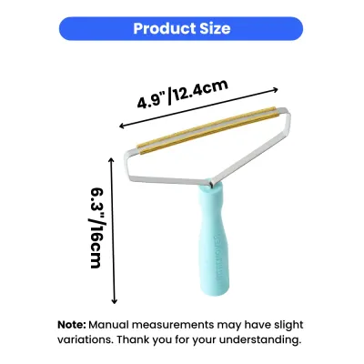 manual-lint-remover-size-specifications Diagram showing the dimensions of the lint remover: 4.9 inches wide head and 6.3 inches total length.