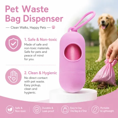 Infographic highlighting features: Safe and non-toxic materials, clean and hygienic use, durable, leak-proof, and easy to use.