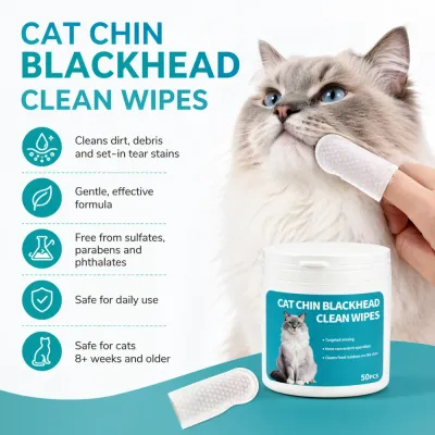 Cat Chin Blackhead Clean Wipes Benefits | Gentle Pet Grooming Wipes | Petfairs cat chin wipes benefits gentle formula remove dirt tear stains safe daily use pet grooming wipes