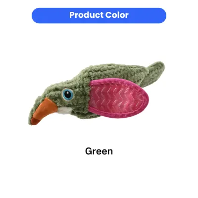 Green Plush Dog Toy Color Option Wild Bird Series Dog Toy Bulk green color plush bird dog toy soft squeaky dog toy for pet store wholesale