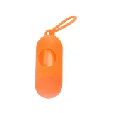 Bright Orange Dog Poop Bag Holder An orange plastic pet waste bag dispenser featuring a circular opening for easy bag retrieval.
