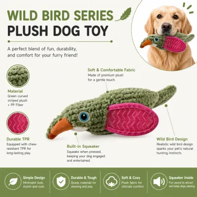 Wild Bird Plush Dog Toy Durable Squeaky TPR Chew Toy Wholesale Pet Supplies plush dog toy with squeaker and TPR chew resistant design wild bird series durable dog toy bulk
