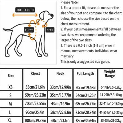 Size chart Size chart