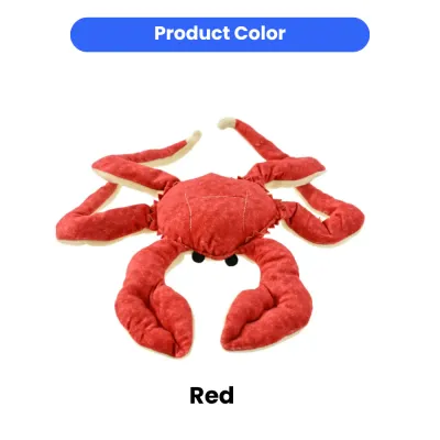 Vibrant Red Plush Crab Toy for Dogs - A Splash of Color! The bright red version of the plush crab dog toy, showcasing its soft material and playful design.