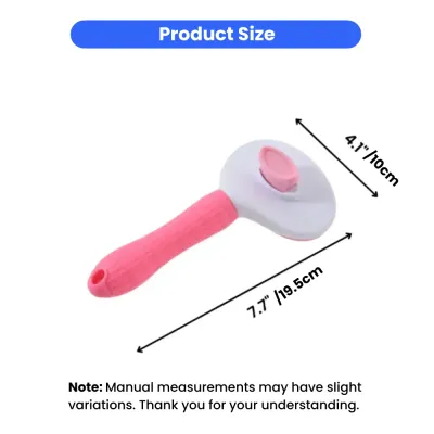 Dimensional diagram showing the pet brush length of 19.5cm and head width of 10cm.