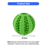 Product size diagram showing the dog dental ball diameter of 2.7 inches or 6.5 centimeters.