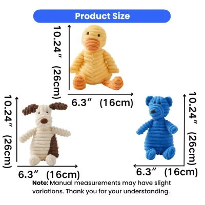 Plush Dog Squeaky Toy Size Chart 10 Inch Durable Pet Chew Toy Petfairs Size chart of plush squeaky dog toys showing 10.24 inch height and 6.3 inch width