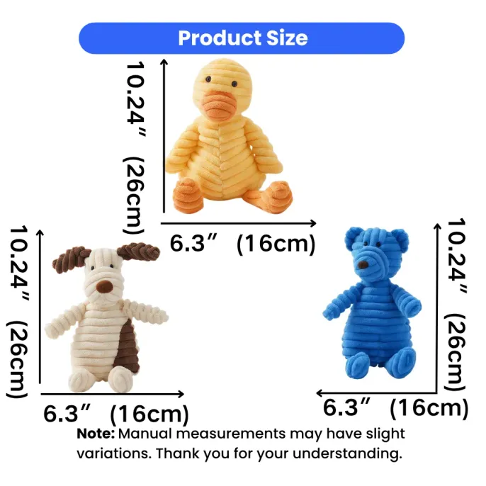 Plush Dog Squeaky Toy Size Chart 10 Inch Durable Pet Chew Toy Petfairs Size chart of plush squeaky dog toys showing 10.24 inch height and 6.3 inch width