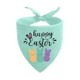 Green Happy Easter pet bandana with colorful bunny print adjustable tie neck dog scarf