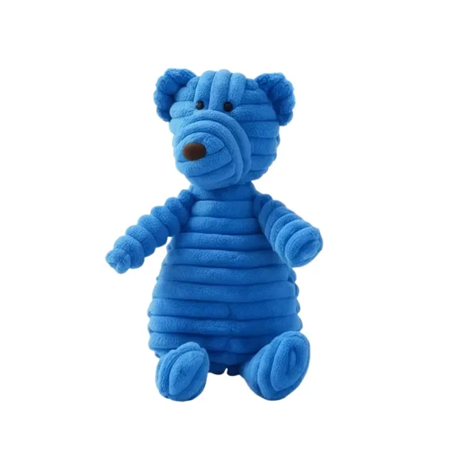 Blue Bear Plush Squeaky Dog Toy Durable Stuffed Pet Toy Wholesale Petfairs Blue bear plush squeaky stuffed dog toy isolated on white background for chewing play