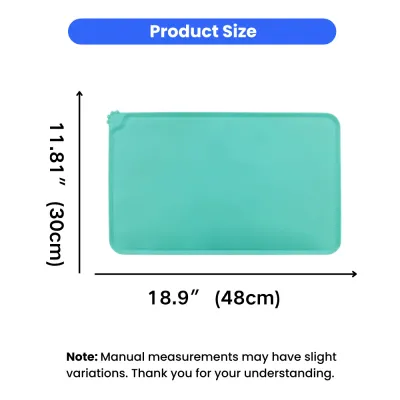 silicone-pet-mat-size-dimensions-guide A technical drawing showing the dimensions of the pet mat: 18.9 inches (48cm) in length and 11.81 inches (30cm) in width.