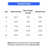 Detailed dog clothes size guide table showing chest back and neck measurements in inches
