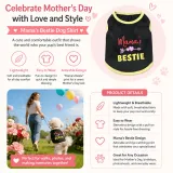 Infographic of Mama's Bestie dog shirt highlighting lightweight breathable and easy to wear features