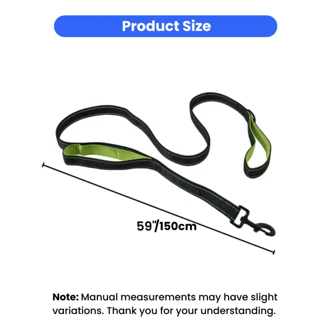 5-Foot-Reflective-Dog-Leash-Dimensions Product diagram showing the dog leash length measured at 59 inches or 150 centimeters.