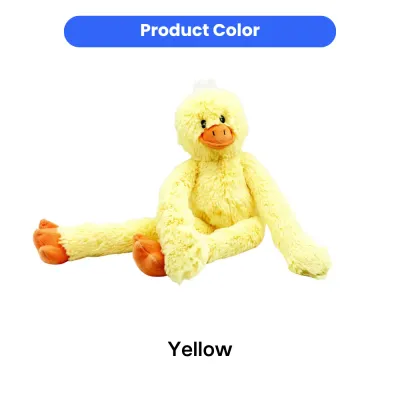 Vibrant-Yellow-Duck-Dog-Toy-Color Front view of the plush duck dog toy in a vibrant yellow color with orange beak and feet.