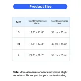 Size guide table for Easter dog bandanas showing S, M, and L measurements in both inches and centimeters for head circumference.