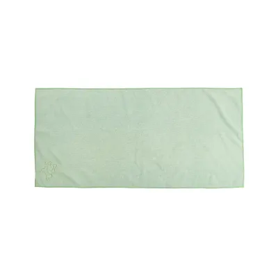 wholesale-green-microfiber-pet-towel Flat lay of a light green microfiber pet towel with bone icon, suitable for bulk pet product listings.