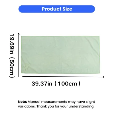 pet-bath-towel-size-chart-50x100cm Product dimensions for pet towel showing 19.69 inches by 39.37 inches (50cm x 100cm).