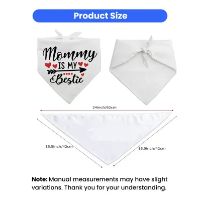 Dog Bandana Size Chart And Dimensions Detailed pet bandana size guide showing 24-inch width and 16.5-inch side measurements