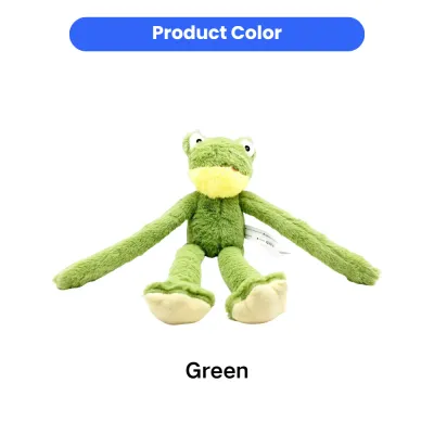 green-long-armed-frog-plush-dog-toy-color-display Green color long-armed frog plush squeaky dog toy product display