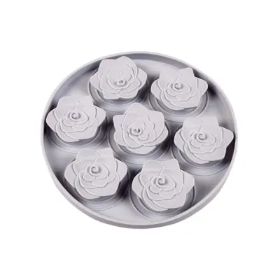Modern Grey Silicone Slow Feeder Bowl A sleek grey silicone dog lick mat with rose patterns, designed for modern home aesthetics.