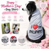 Infographic for Mother's Day dog shirt highlighting features like breathable fabric, machine washable, and soft material.