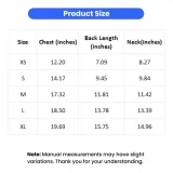 Mother's Day Dog Shirt Size Guide XS-XL Detailed size chart table for dog shirts showing chest back length and neck measurements in inches