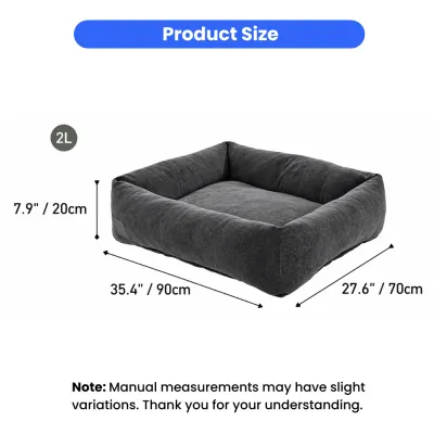2l-pet-sofa-bed-size-chart-90x70x20cm 2L pet sofa bed size chart measuring 35.4 x 27.6 x 7.9 inches for cats and dogs