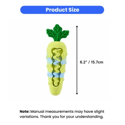 Carrot Dog Toy Specifications and Size Guide A diagram showing the height of the carrot dog toy at 6.2 inches or 15.7 centimeters.