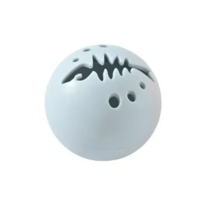 grey-bell-cat-toy-ball-b2b Close-up of the grey interactive cat toy ball, BPA-free and safe for long-term pet use.