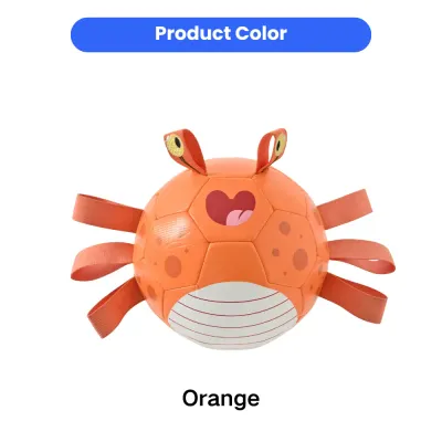Orange Crab Soccer Dog Toy Color Display Bulk Pet Toys Product color display of orange crab soccer dog toy with durable PU outer shell and soft interactive pull tabs