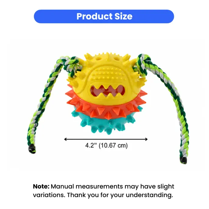 Size diagram of the spiky dog toy showing a width of 4.2 inches or 10.67 centimeters.