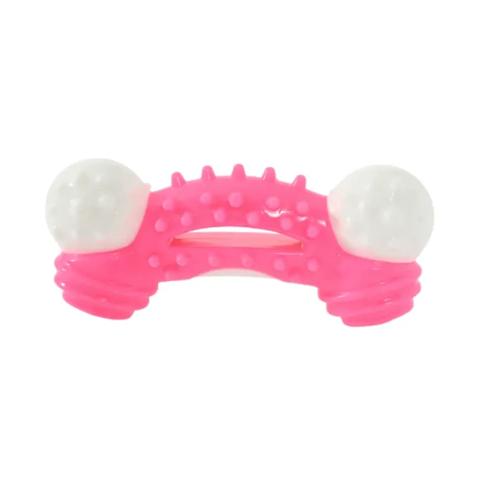 Pink-BPA-Free-Safe-Material-Dog-Toy Close-up of the pink dog chew toy made from eco-friendly and BPA-free materials.