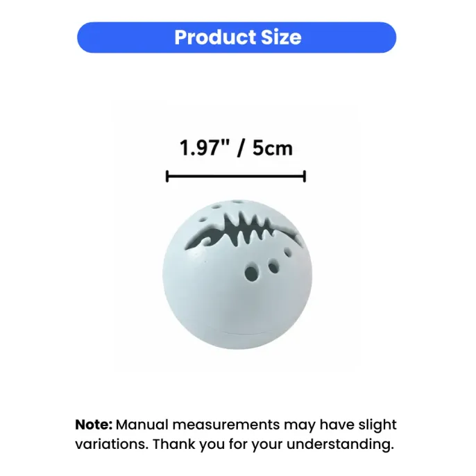 cat-ball-toy-size-specifications Technical drawing showing the 1.97 inch or 5cm diameter of the interactive cat ball toy.