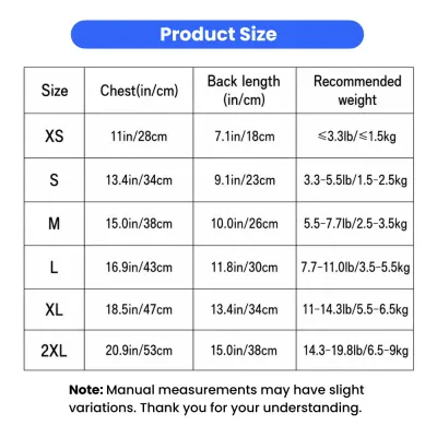 Small Dog Leopard Dress Size Chart Size chart for leopard print dog suspender dress with chest, back length and recommended weight guide