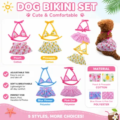 Cute Dog Bikini Set Summer Pet Swimsuit Adjustable Soft Breathable Cute dog bikini set with adjustable ties soft breathable material summer beach pet clothes multiple styles