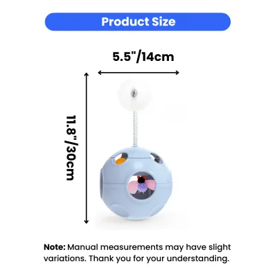 Diagram showing the dimensions of the cat toy: 11.8 inches in height and 5.5 inches in width.