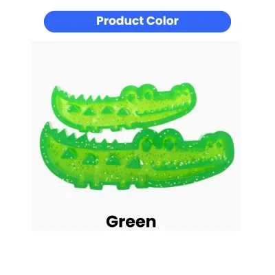 Vibrant Green Crocodile Treat Dispenser Bright green crocodile dog toy featured as the primary color option for pet owners.