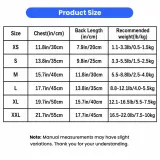 Size chart for ice silk bubble pet dress with chest measurements back length and recommended weight for small dogs and cats