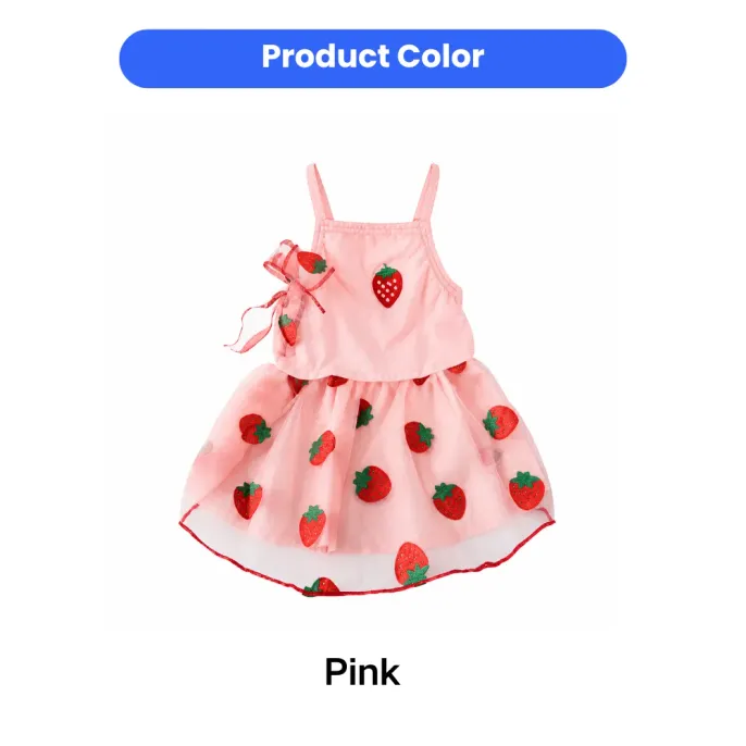 Pink strawberry mesh pet dress for cats and small dogs wholesale supplier