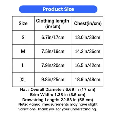 Dog Swimsuit Size Chart for Small Dogs | Petfairs Size chart for dog swimsuit bikini outfit with chest and clothing length measurements in inches and centimeters