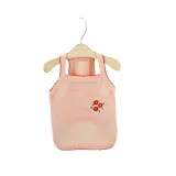 Pink Mesh Dog Tank Top with Rose Embroidery Pink sleeveless mesh dog shirt featuring a red flower embroidery and delicate scalloped red trim.