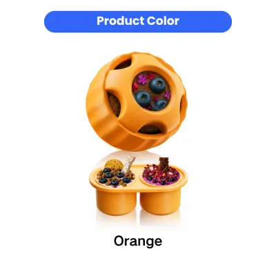 Orange Silicone Slow Feeder Treat Dispensing Dog Toy Orange silicone dog treat dispenser toy with frozen feeder insert for enrichment and slow feeding