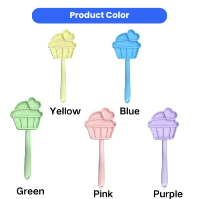 Silicone Dog Licking Treat Stick Color Options Color options of cupcake-shaped silicone dog licking treat stick available in yellow, blue, green, pink and purple
