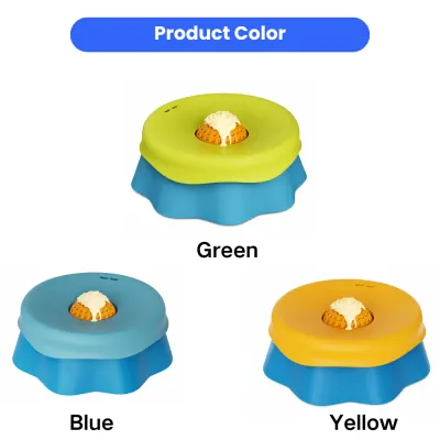 Silicone Slow Feeder Dog Bowl Color Options Silicone slow feeder dog bowl available in green, blue, and yellow color options for pet feeding