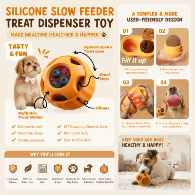 Silicone Slow Feeder Treat Dispenser Toy for Dogs Silicone slow feeder dog toy with refillable frozen treat holder and interactive enrichment features